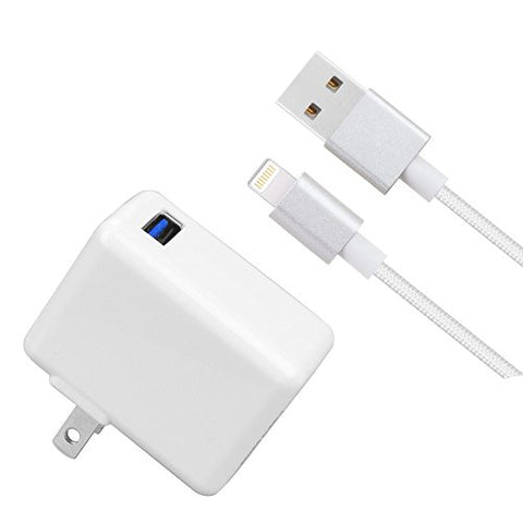 [UL Listed] iPad/iPhone Charger, LOVEPEA 2.4A 12W USB Wall Charger Foldable Portable Travel Plug with 5FT Lightning Braided Cable for iPhone X/8/8Plus/7/7Plus/6s/6sPlus/6/6Plus/SE,