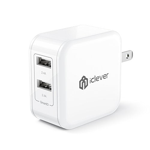 iClever 4.8A 24W Dual USB Travel Wall Charger with SmartID Technology, Foldable Plug for iPhone iPad, Samsung Galaxy, HTC Nexus Moto Blackberry, Bluetooth Speaker Headset, Power Bank and More,