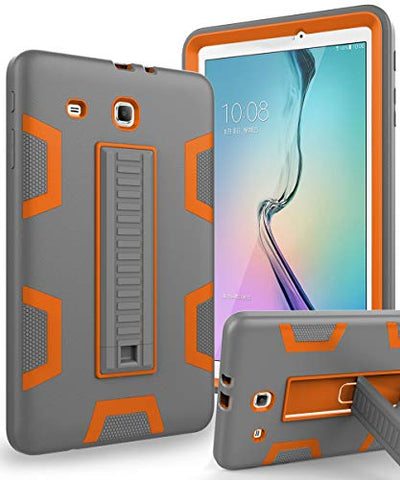 TIANLI Galaxy Tab E 9.6 inch Case with Heavy Duty Protection TPU and Plastic Full Body Protection with Portable Tablet Kickstand Cover for Samsung Galaxy Tab E 9.6 (SM-T560),Navy Blue/Lemon