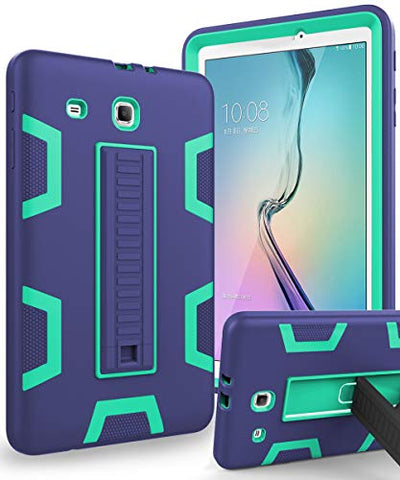 TIANLI Galaxy Tab E 9.6 inch Case with Heavy Duty Protection TPU and Plastic Full Body Protection with Portable Tablet Kickstand Cover for Samsung Galaxy Tab E 9.6 (SM-T560),Navy Blue/Lemon