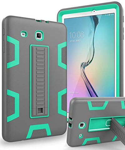 TIANLI Galaxy Tab E 9.6 inch Case with Heavy Duty Protection TPU and Plastic Full Body Protection with Portable Tablet Kickstand Cover for Samsung Galaxy Tab E 9.6 (SM-T560),Navy Blue/Lemon