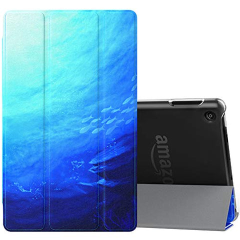 MoKo Ultra Lightweight Slim Shell Stand Cover with Translucent Frosted Back for Fire 7 2017