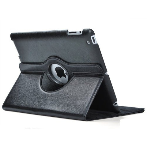 Black 360 Degrees Rotating Stand Leather Case for Ipad 2 2nd