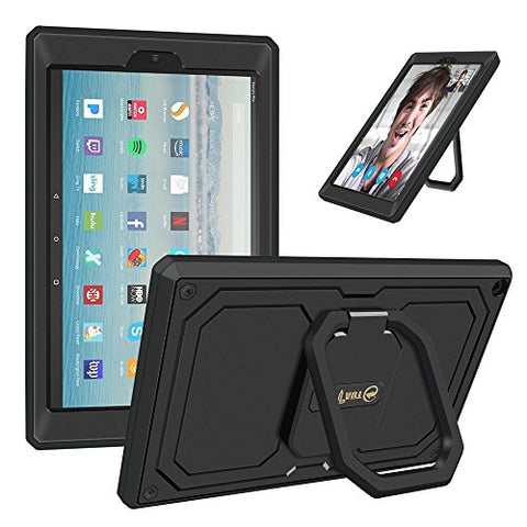 Fintie Case for All-New Amazon Fire HD 10 Tablet (7th Gen 2017) - [Tuatara Magic Ring] [360 Rotating] Stand Shockproof Protective Carry Cover w/ Built-in Screen