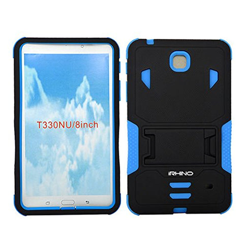 [iRhino] TM BLACK-blue Heavy Duty rugged impact Hybrid Case cover with Build In Kickstand Protective Case For Samsung galaxy Tab 4 8.0 inch T330