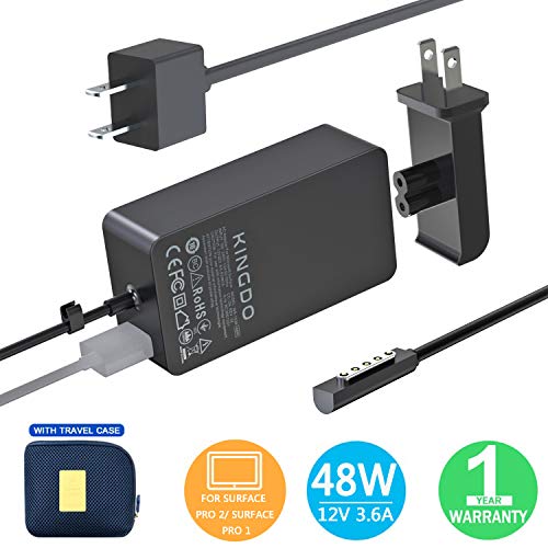 Surface Pro 2 Charger Surface Pro 1 Charger,48W 12V 3.6A Surface Power Supply Adapter for Microsoft Surface Pro 2 Surface Pro 1 Surface RT with 6Ft Power Cord and Carrying Pouch by