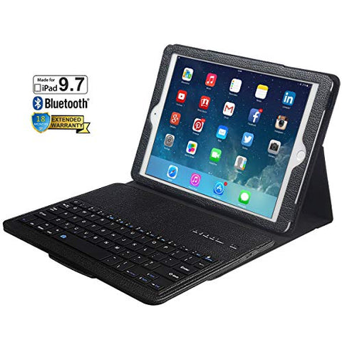 Eoso Keyboard Case for New 2018 iPad, 2017 iPad, iPad Pro 9.7, iPad Air 1 and 2 Folding PU Leather Folio Cover with Removable Bluetooth