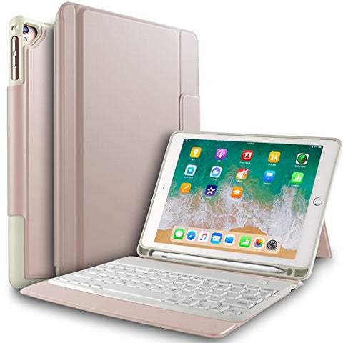 IVSO Apple New iPad 9.7 inch Wireless Keyboard Case, Ultra-Thin Stand Keyboard Case with Pencil Slot for New iPad 9.7 2018/2017/ iPad Pro 9.7 /iPad Air 2/ iPad Air