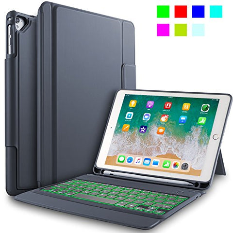 IVSO Apple New iPad 9.7 inch Wireless Keyboard Case, Ultra-Thin Stand Keyboard Case with Pencil Slot for New iPad 9.7 2018/2017/ iPad Pro 9.7 /iPad Air 2/ iPad Air