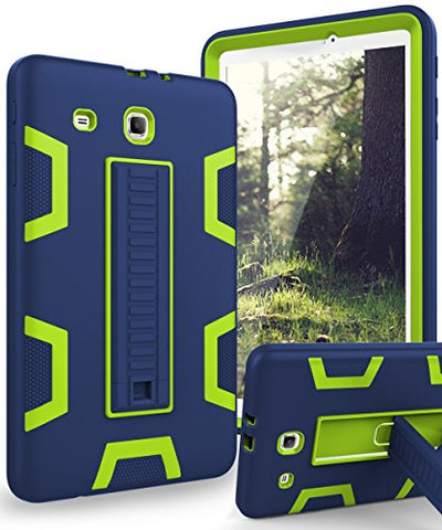 TIANLI Galaxy Tab E 9.6 inch Case with Heavy Duty Protection TPU and Plastic Full Body Protection with Portable Tablet Kickstand Cover for Samsung Galaxy Tab E 9.6 (SM-T560),Navy Blue/Lemon