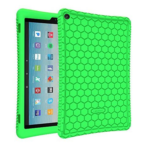 Fintie Silicone Case for All Amazon Fire HD 10 Tablet (7th Generation, 2017 Release) - [Honey Comb Series] [Kids Friendly] Light Weight Shock Proof Back Cover for Fire HD 10.1"