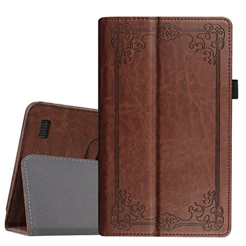 Fintie Folio Case for All-New Amazon Fire 7 Tablet (7th Generation, 2017 Release) - Slim Fit Premium Vegan Leather Standing Protective Cover with Auto