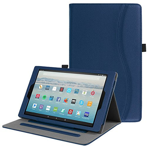 Fintie Case for All Amazon Fire HD 10 Tablet (7th Generation, 2017 Release) - [Multi-Angle Viewing] Folio Stand Cover with Pocket Auto