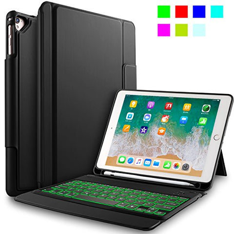 IVSO Apple New iPad 9.7 inch Wireless Keyboard Case, Ultra-Thin Stand Keyboard Case with Pencil Slot for New iPad 9.7 2018/2017/ iPad Pro 9.7 /iPad Air 2/ iPad Air