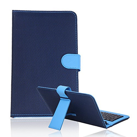 HDE Diamond Stitch Hard Leather Folding Folio Case Cover with Micro USB Keyboard for 7"