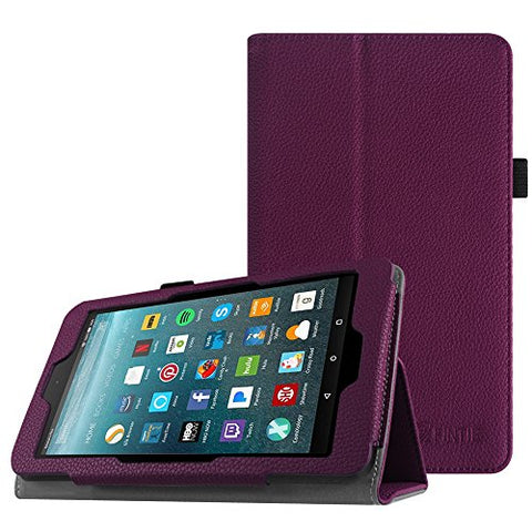 Fintie Folio Case for All-New Amazon Fire 7 Tablet (7th Generation, 2017 Release) - Slim Fit Premium Vegan Leather Standing Protective Cover with Auto