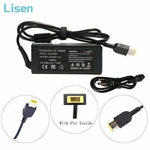 Lisen 20V 3.25A 65W(2.25A 45W) USB Tip AC Adapter Charger for Lenovo Yoga 2 11 11s 13 2 Pro,IdeaPad S210 U430 U530,ThinkPad T550 T450 T450S T540P T440P T440 T440S T431S W550s,Chromebook