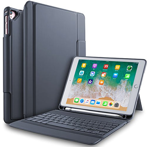 IVSO Apple New iPad 9.7 inch Wireless Keyboard Case, Ultra-Thin Stand Keyboard Case with Pencil Slot for New iPad 9.7 2018/2017/ iPad Pro 9.7 /iPad Air 2/ iPad Air