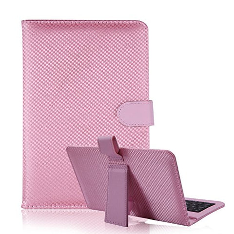 HDE Diamond Stitch Hard Leather Folding Folio Case Cover with Micro USB Keyboard for 7"