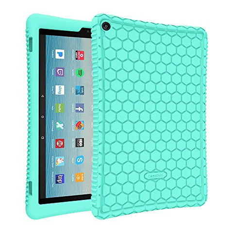 Fintie Silicone Case for All Amazon Fire HD 10 Tablet (7th Generation, 2017 Release) - [Honey Comb Series] [Kids Friendly] Light Weight Shock Proof Back Cover for Fire HD 10.1"