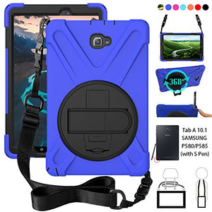 T580 Case,P580 case, Galaxy Tab A 10.1 (No Pen) Case, Shockproof High Impact Resistant Heavy Duty Armor Cover with Hands Strap Shoulder Belt for(Samsun Galaxy Tab A 10.1 T580 P585 (No Pen