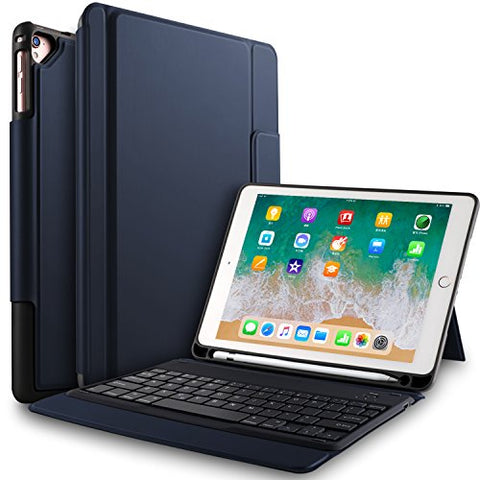 IVSO Apple New iPad 9.7 inch Wireless Keyboard Case, Ultra-Thin Stand Keyboard Case with Pencil Slot for New iPad 9.7 2018/2017/ iPad Pro 9.7 /iPad Air 2/ iPad Air