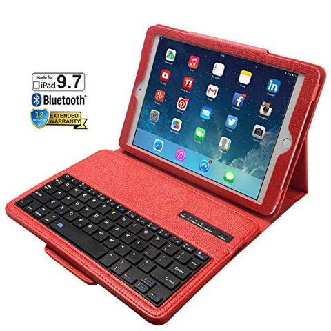 Eoso Keyboard Case for New 2018 iPad, 2017 iPad, iPad Pro 9.7, iPad Air 1 and 2 Folding PU Leather Folio Cover with Removable Bluetooth