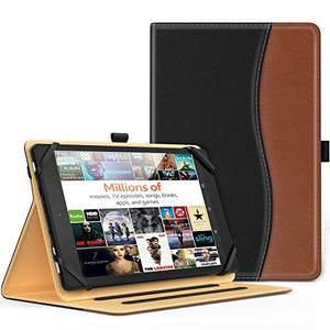 MoKo Universal Tablet Case - Slim Folding Stand Folio Cover PU Leather Protective Touchscreen Tablet Case with Document Card Slots and Stylus Pen Loop, Black &