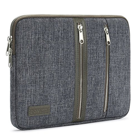 DOMISO Laptop Sleeve Canvas Notebook with Zipper Tablet Pouch Cover 3 Layer Protection Bag 3 Pockets