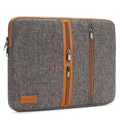 DOMISO Laptop Sleeve Canvas Notebook with Zipper Tablet Pouch Cover 3 Layer Protection Bag 3 Pockets