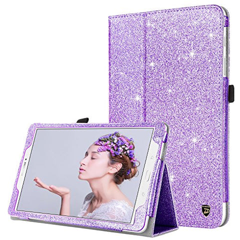 Samsung Galaxy Tab E 9.6 Case, DUEDUE Sparkly Glitter Shockproof Slim Faux Leather Folio Stand Full Body Protective Cover Cases for Galaxy Tab E 9.6-Inch