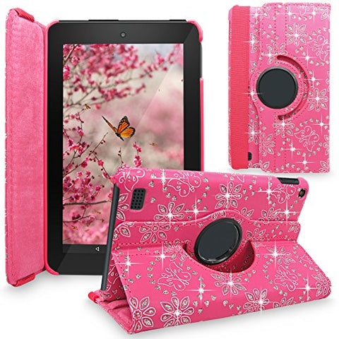 Fire 7 2015 Case, Cellularvilla [Multi-Angle] Premium Pu Leather 360 Degree Rotating Flip Cover Swivel Stand Protector Case for Amazon Kindle Fire 7 inch Tablet 2015 5th