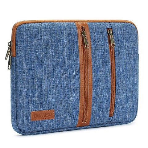 DOMISO Laptop Sleeve Canvas Notebook with Zipper Tablet Pouch Cover 3 Layer Protection Bag 3 Pockets