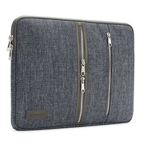 DOMISO Laptop Sleeve Canvas Notebook with Zipper Tablet Pouch Cover 3 Layer Protection Bag 3 Pockets